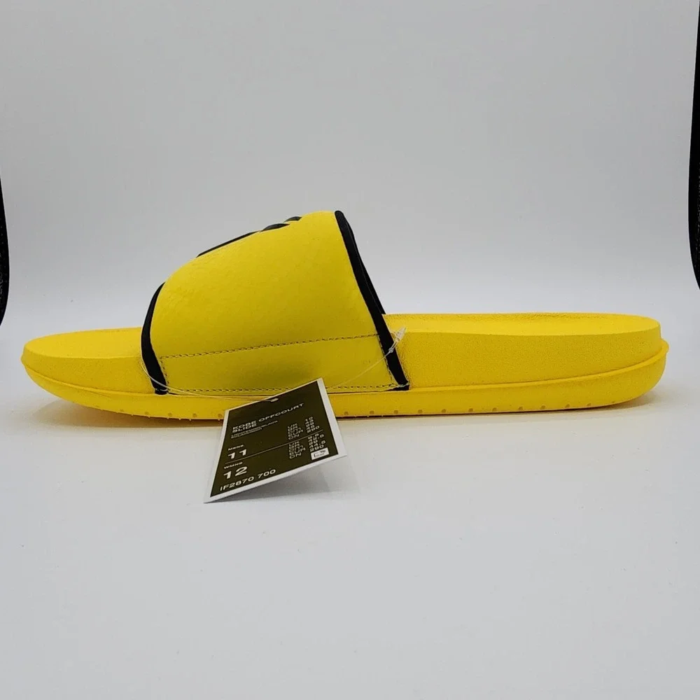 Nike Kobe Off Court Slides Mens 11‎ Lightning Yellow Black Mamba Logo Sandal NEW